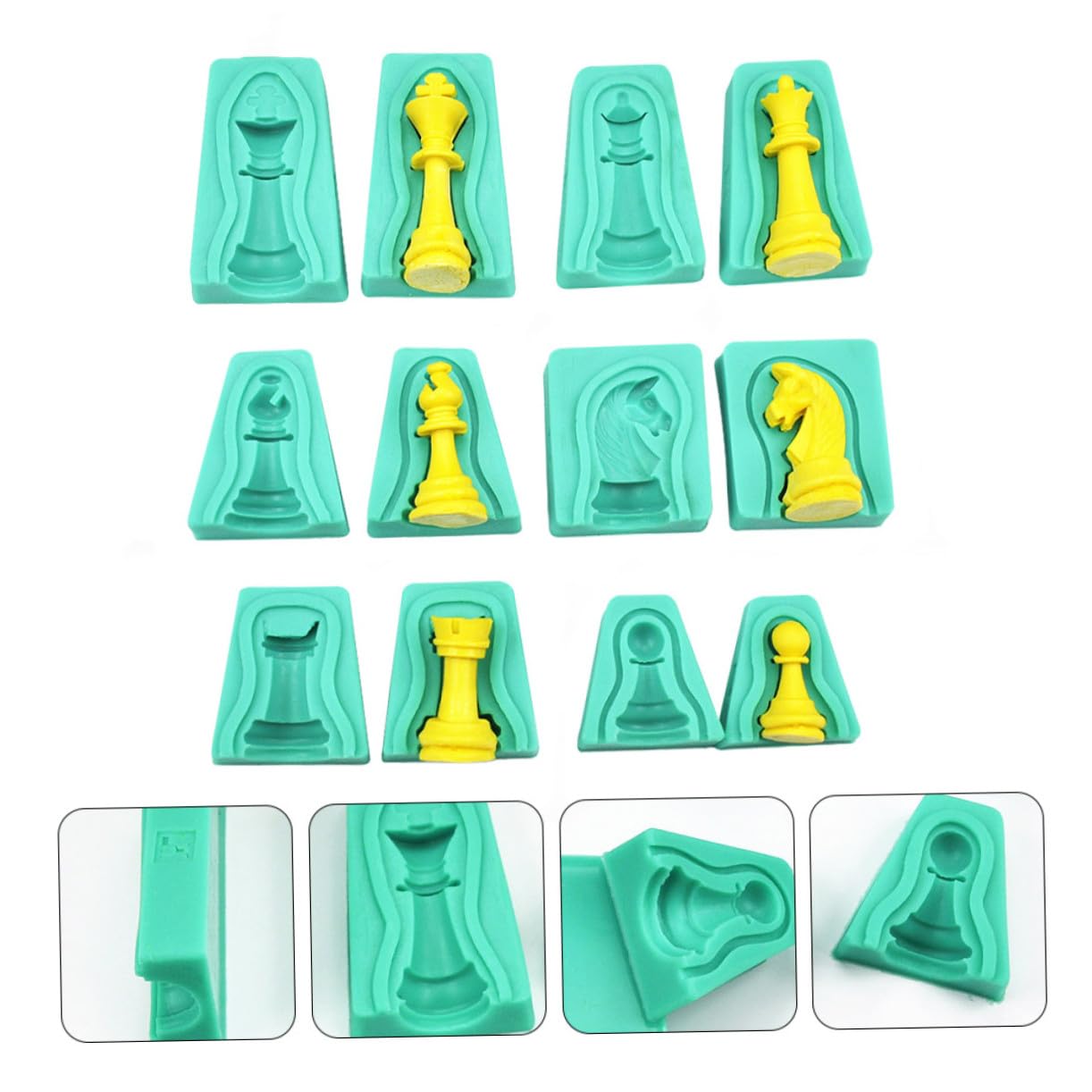 Moldes de Silicona de Ajedrez Verdes 12 Piezas para Fondant y Chocolate | Molde Tarta Ajedrez, Diseño Creativo E Innovador, para Repostería DIY y Elaboración Casera Ecológica