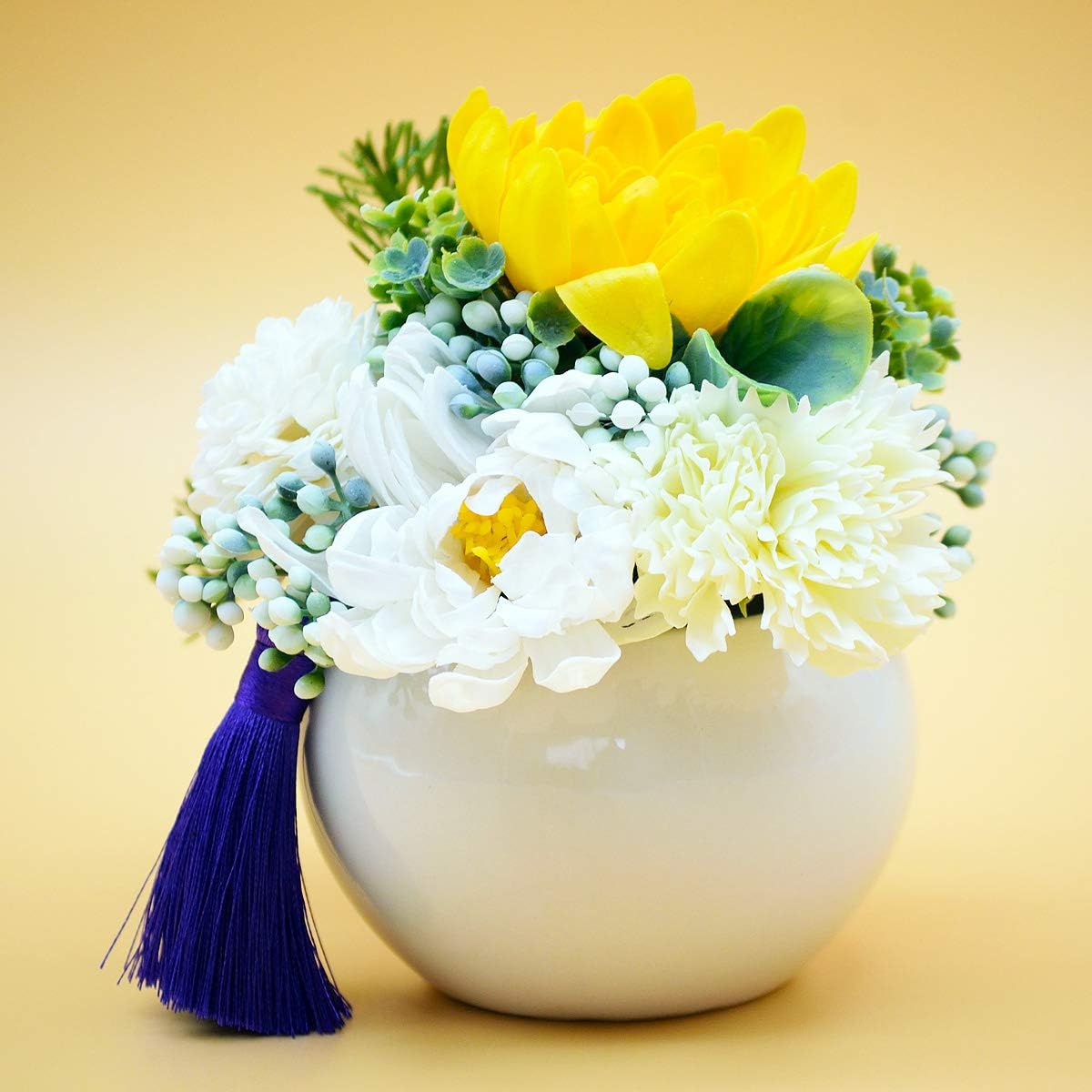 シャボンフラワー仏花 ソープフラワーアレンジメント 枯れないお花 お盆・お悔やみのお供えに最適 (ほのかホワイト)