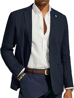 PJ PAUL JONES Herren Leinen Blazer Modern Freizeit Sakko Sportlich Regular Fit 2 Knöpfe Business Anzugjacke