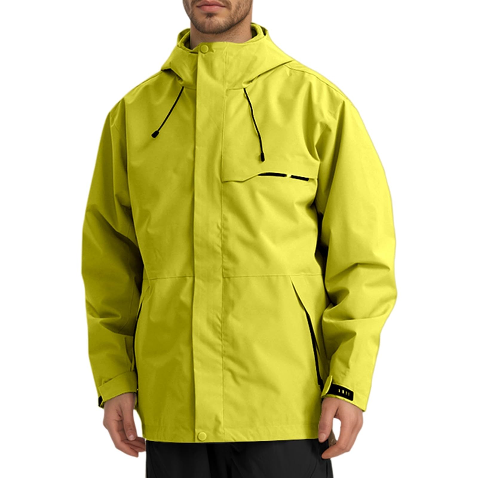 Giacca impermeabile da uomo, impermeabile, tinta unita, giacca a vento per bicicletta, per attività all'aria aperta, con cappuccio rimovibile, imbottita, antivento, giacca softshell
