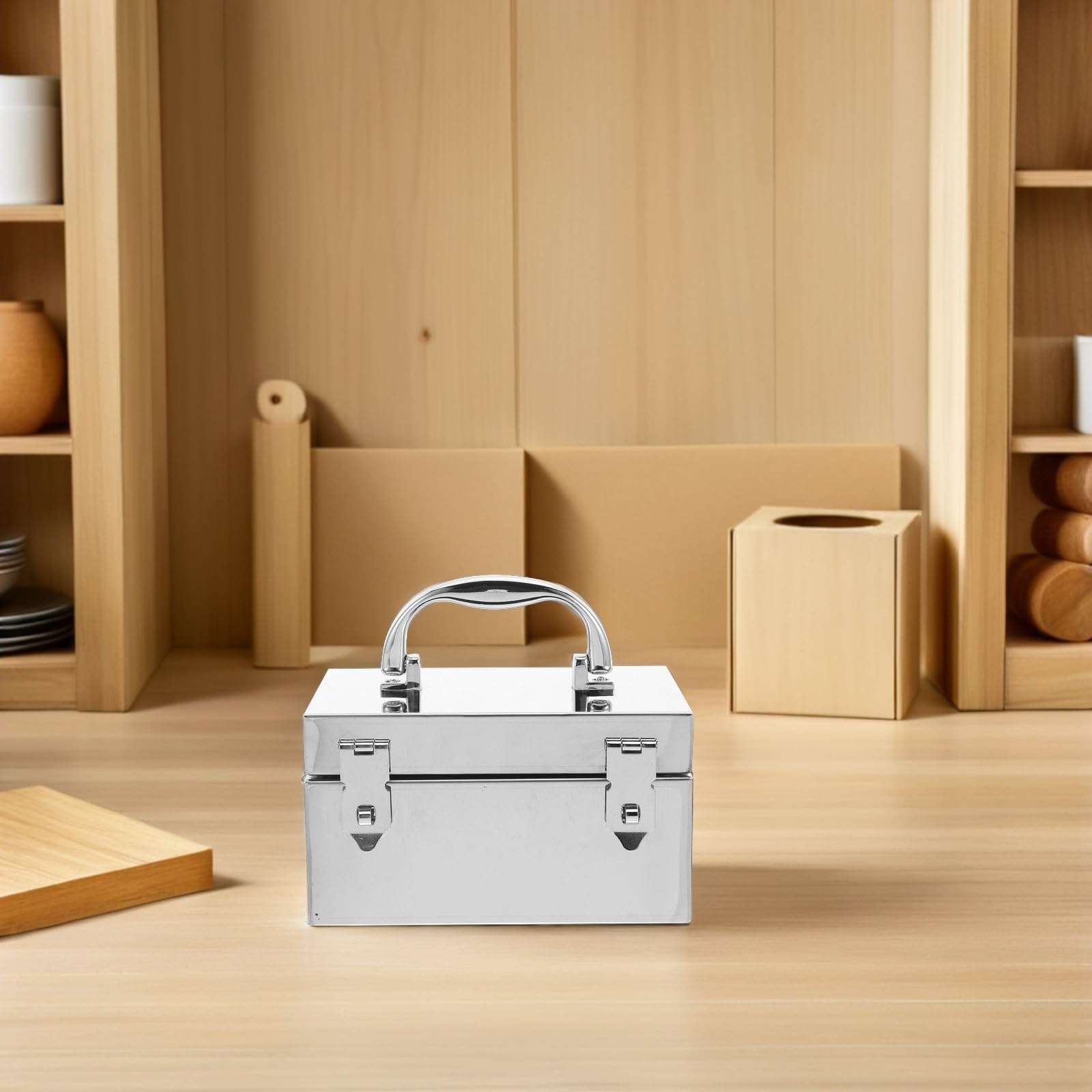 Cassetta Contanti in Acciaio Inossidabile con Serratura Sicura Scatola Porta e Attrezzi Compatta e Portatile Resistente al per Casa e Ufficio Organizzatore Versatile per Denaro