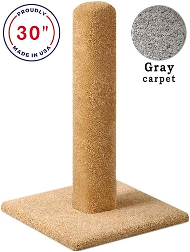 Miniatura 2 de CozyCatFurniture Alfombra gris rascador para gatos de 30 pulgadas de alto, fabricada en Estados Unidos con postes de madera maciza