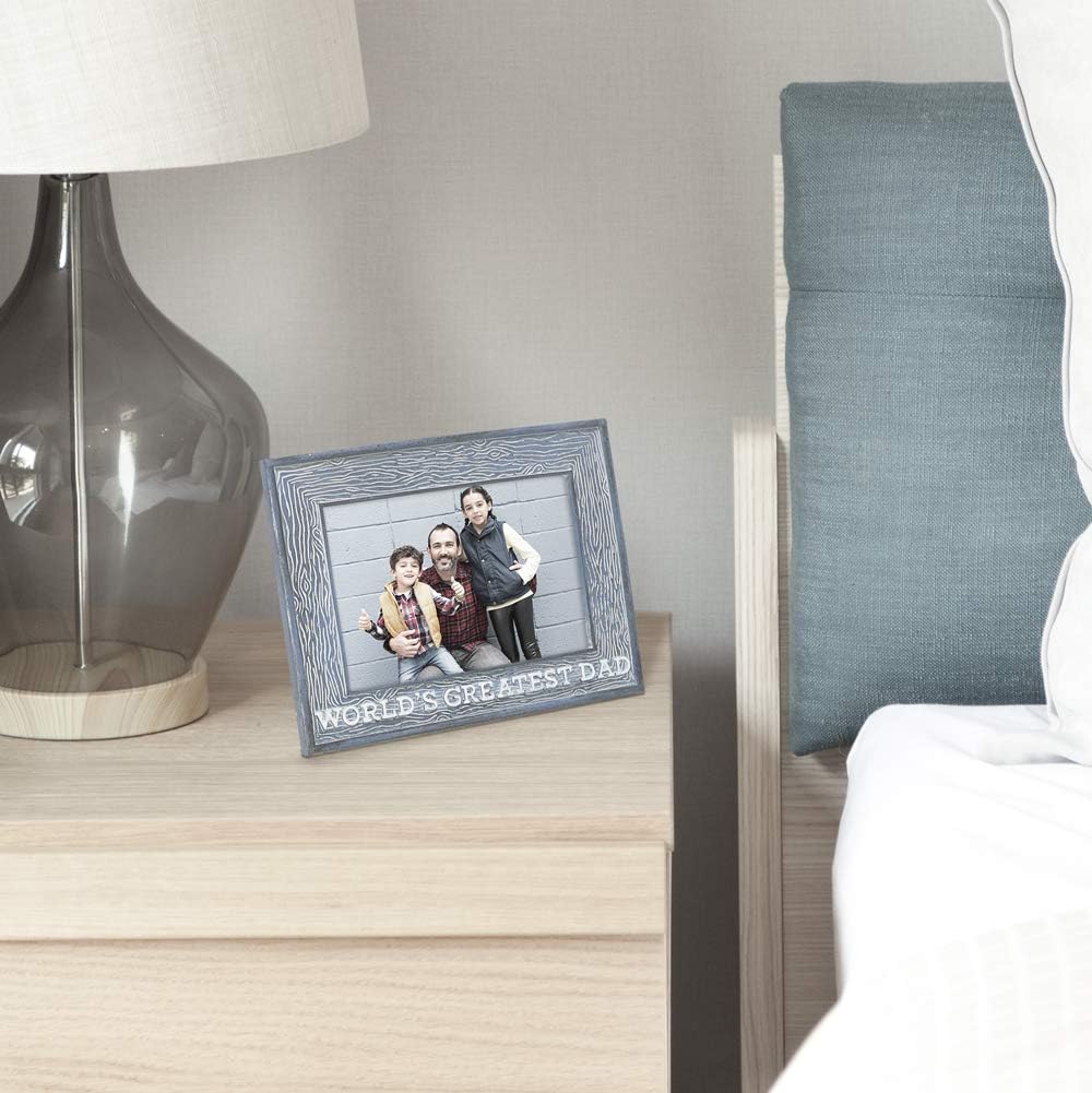 Isaac Jacobs 4” x 6” Resin Sentiments World’s Greatest Dad Picture Frame, Horizontal Keepsake Photo Frame with Easel and Hanging Tabs for Tabletop, Desktop & Wall Display (Navy) - Image 6