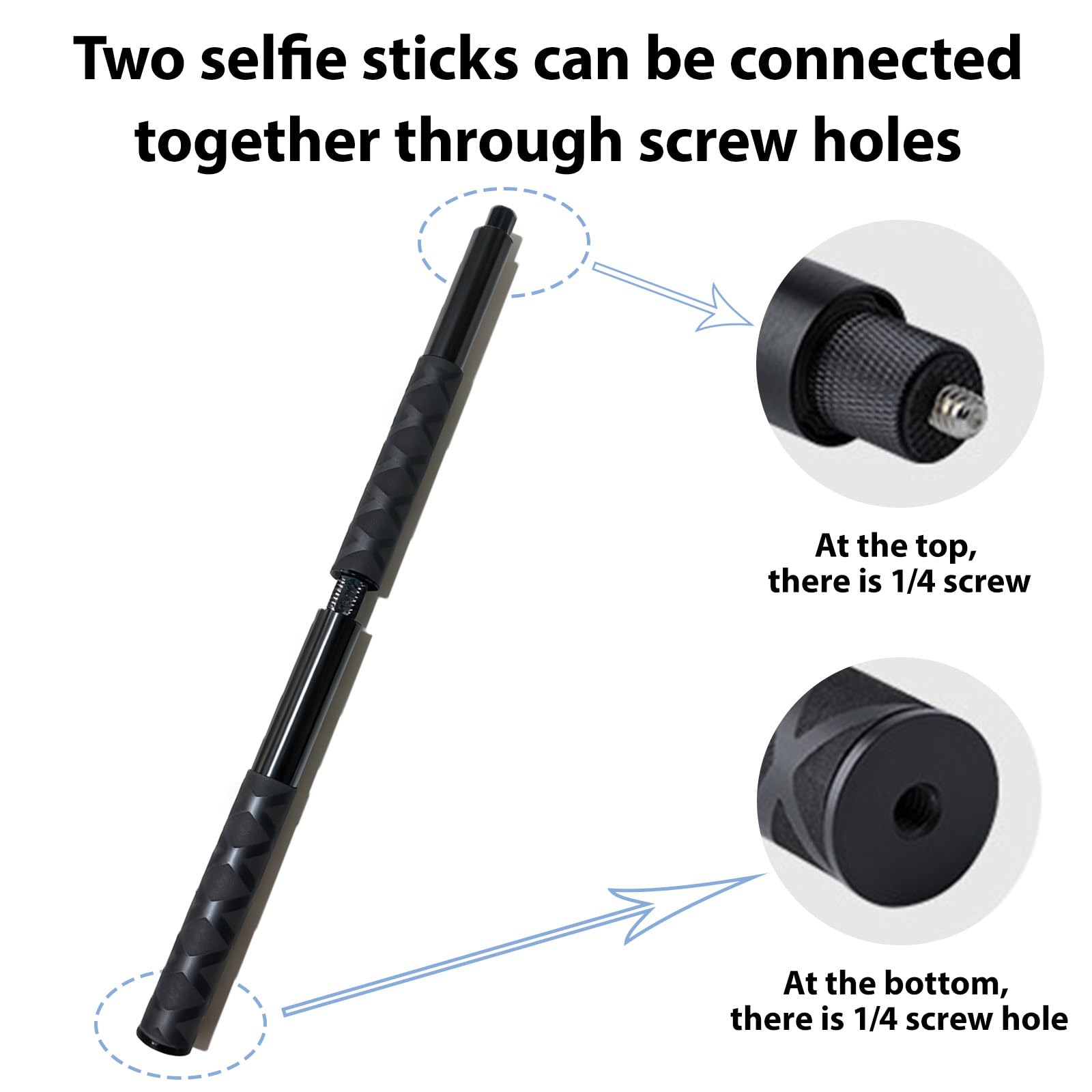 120CM Perche à Selfie Invisible pour Insta X3 X4 RS, Support de Selfie Invisible en Aluminium, Tige Télescopique pour Caméras d'action et Microphone