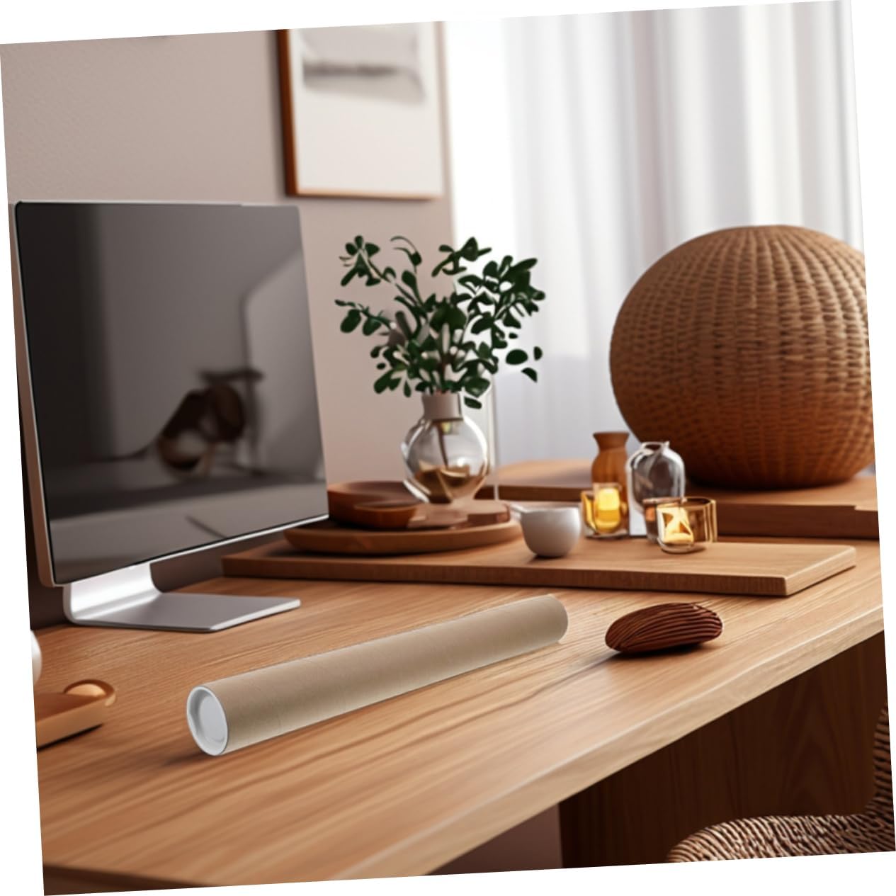 Lurrose 4pcs Kraft Paper Mailing Tubes Art Carrying Cases Heavy Duty Cardboard Shipping Tubes Caps Reusable Transport for Posters Blueprints Documents