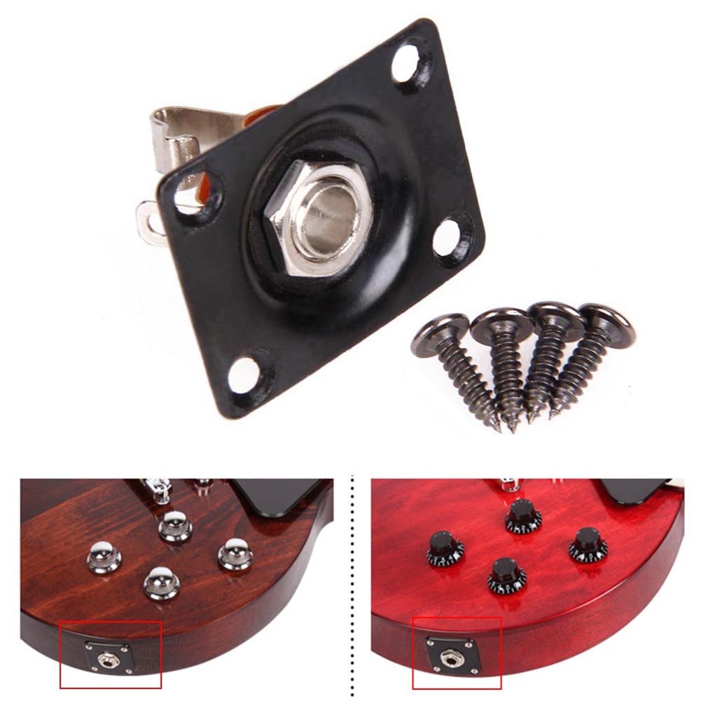 RuiJOTWAT Electric guitar jack 1/4" 6.35mm electric bass square jack square connection hole black - Image 3