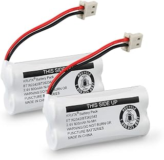 Kruta BT162342/BT262342 Cordless Phone Batteries 2-Pack, 800mAh 2.4V Ni-MH for VTech CS6419 CS6719 & AT&T EL52300 CL80111