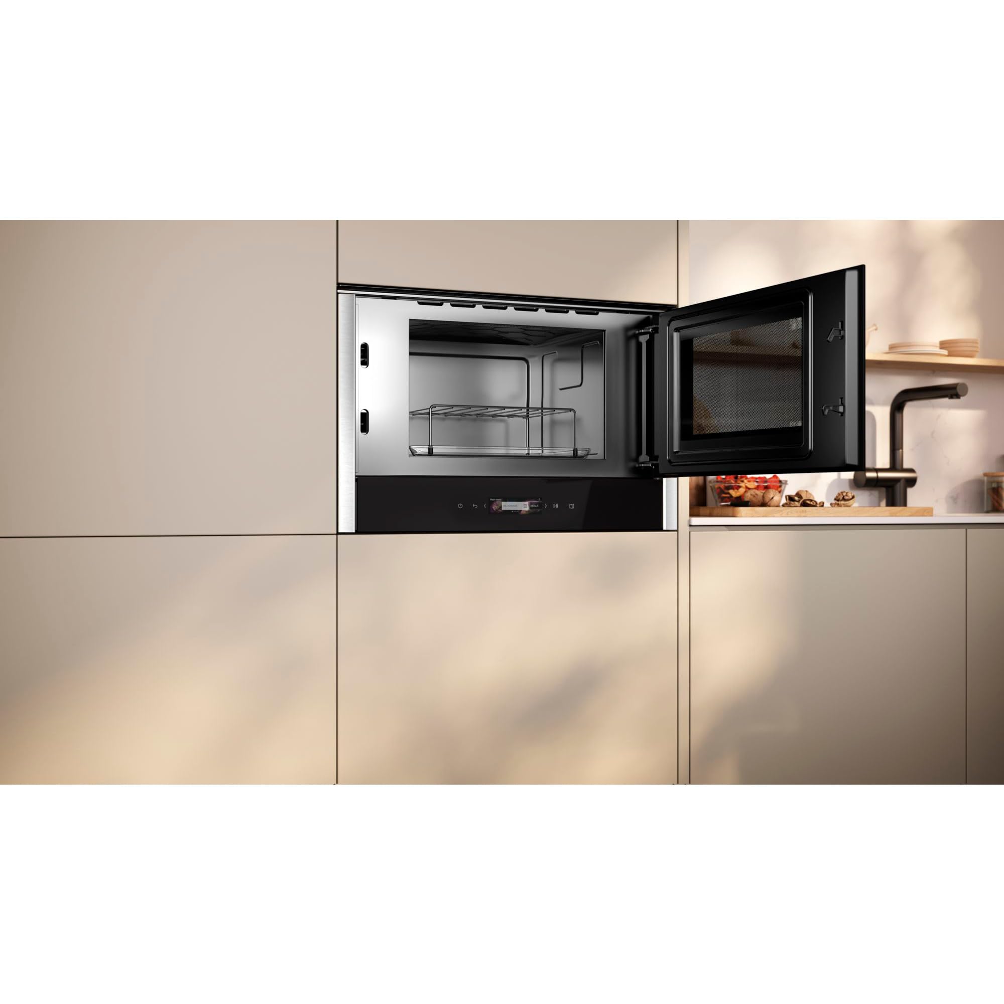 NEFF NR4GR31N1, N 70, Einbau-Mikrowelle, Integrierbare Mikrowelle mit Grill 40 x 60cm, Full Touch TFT-Display, Automatikprogramme, Easy Clean, LED-Innenbeleuchtung, Edelstahl