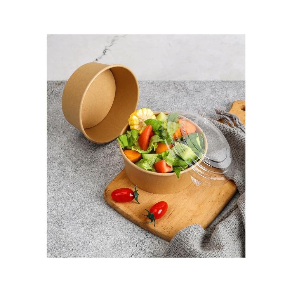 Bol salade kraft 1300 ML dia. 16cm h7.5 cm x 50 pièces + 50 couvercles
