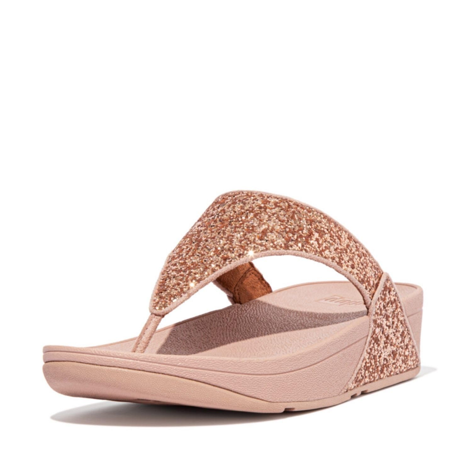 FitFlop Lulu Tongs à paillettes pour femme, confortables avec soutien naturel de la voûte plantaire, rose gold, 38 EU