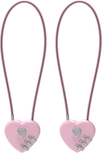 Miniatura 15 de Candado de combinación pequeña, cerraduras de cable con combinación, lindo candado con número, bloqueo de cable combinado para equipaje, maleta,