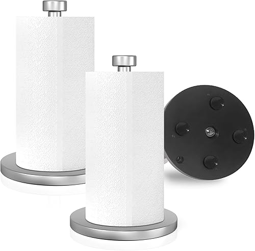 Soporte para toallas de papel, paquete de 2 soportes para toallas de papel para encimera de cocina, soporte de toalla de papel de acero inoxidable