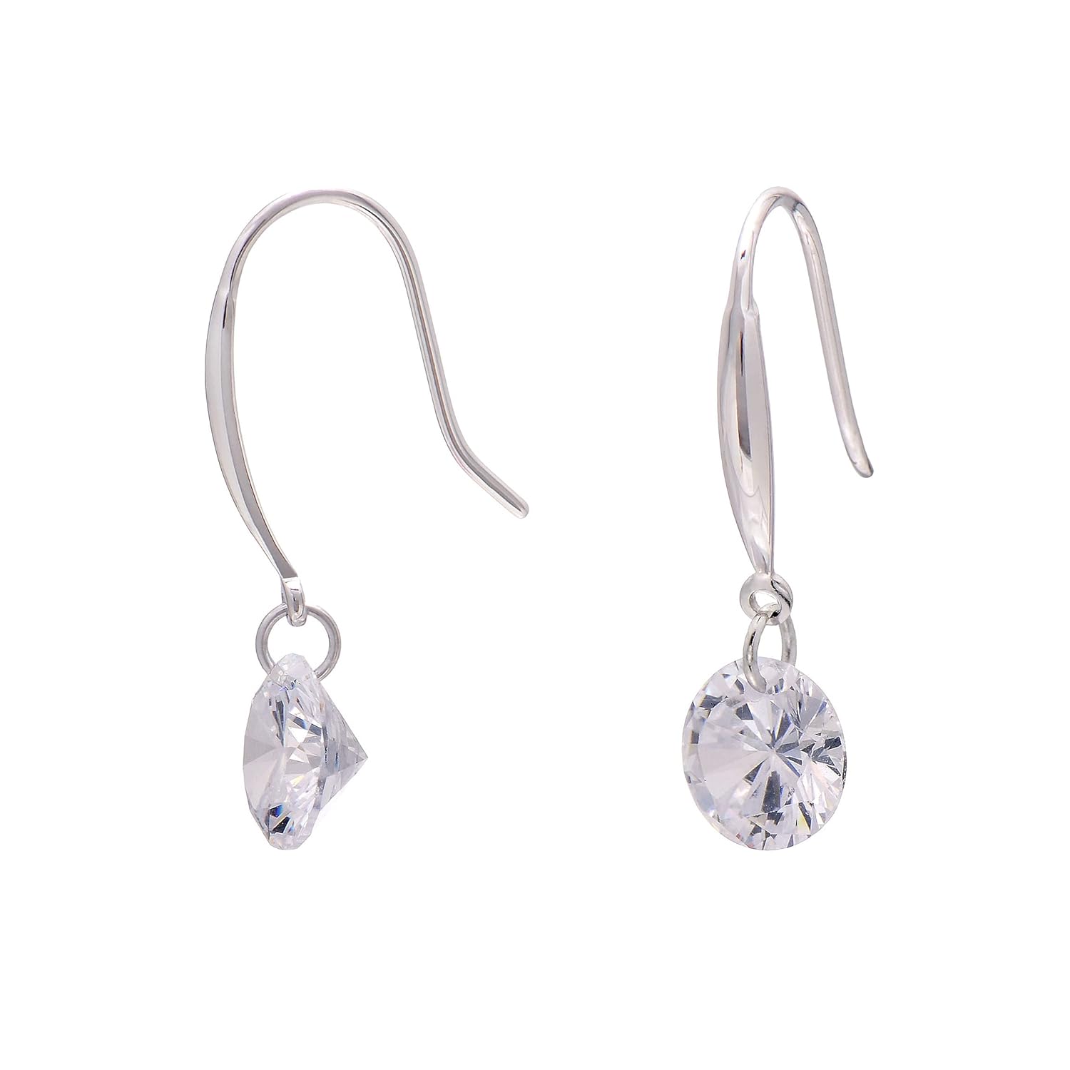 925 Sterling Silver 3ct Diamond Imitation Cubic Zirconia Crystal Dangling Earrings White