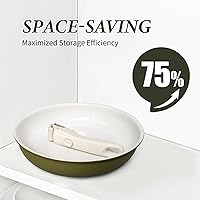 Vista 6 de Sartén de acero inoxidable de 3 capas, con revestimiento de cerámica de titanio, mango desmontable, apto para lavavajillas e inducción y horno