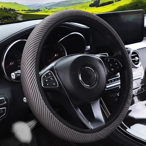 Miniatura 2 de Funda elástica extensible transpirable para volante, fresca en verano y cálida en invierno, tela de microfibra suave de seda de hielo, universal