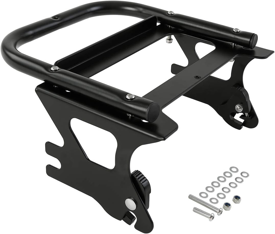 XFMT Black Detachable Two Up Luggage Rack Trunk Mounting Rack For 1997-2008 Harley Touring Pack Road King Street Glide Road Glide Electra Glide