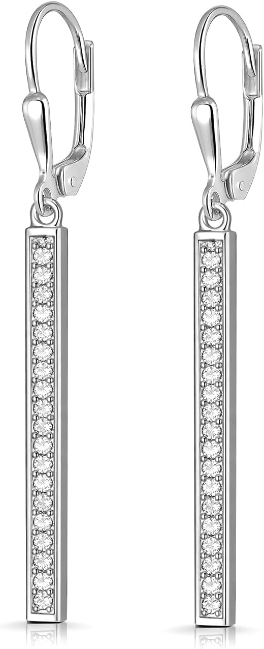 LeCalla 925 Sterling Silver Teardrop Earring | Lightweight Vertical Drop Dangle Earrings for Women | Dangly Earrings for Jewelry Gifts