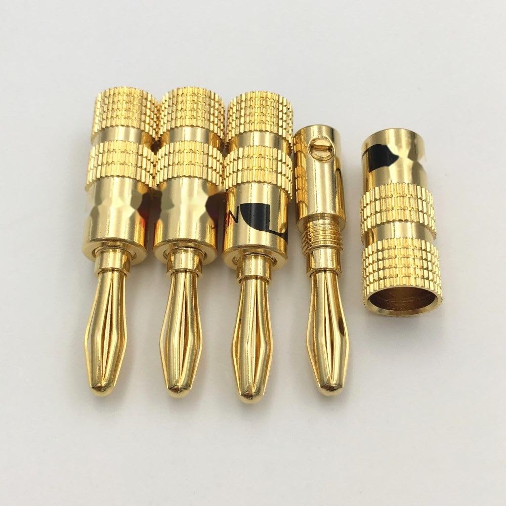 Lot de 100 fiches banane mâles de 4 mm pour connecteur de haut-parleur vidéo en laiton plaqué or