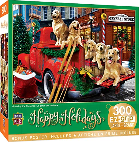 MasterPieces Guarding The Presents Jigsaw Puzzle - 300 Piece EZ Grip Christmas - Age 14+