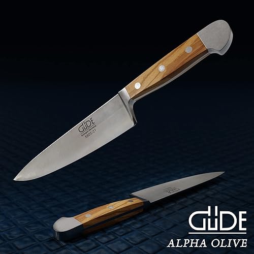 Miniatura 6 de Güde Alpha Olive Series Cuchillo de chef duro forjado a mano de acero inoxidable con mango de madera de olivo, 8 pulgadas
