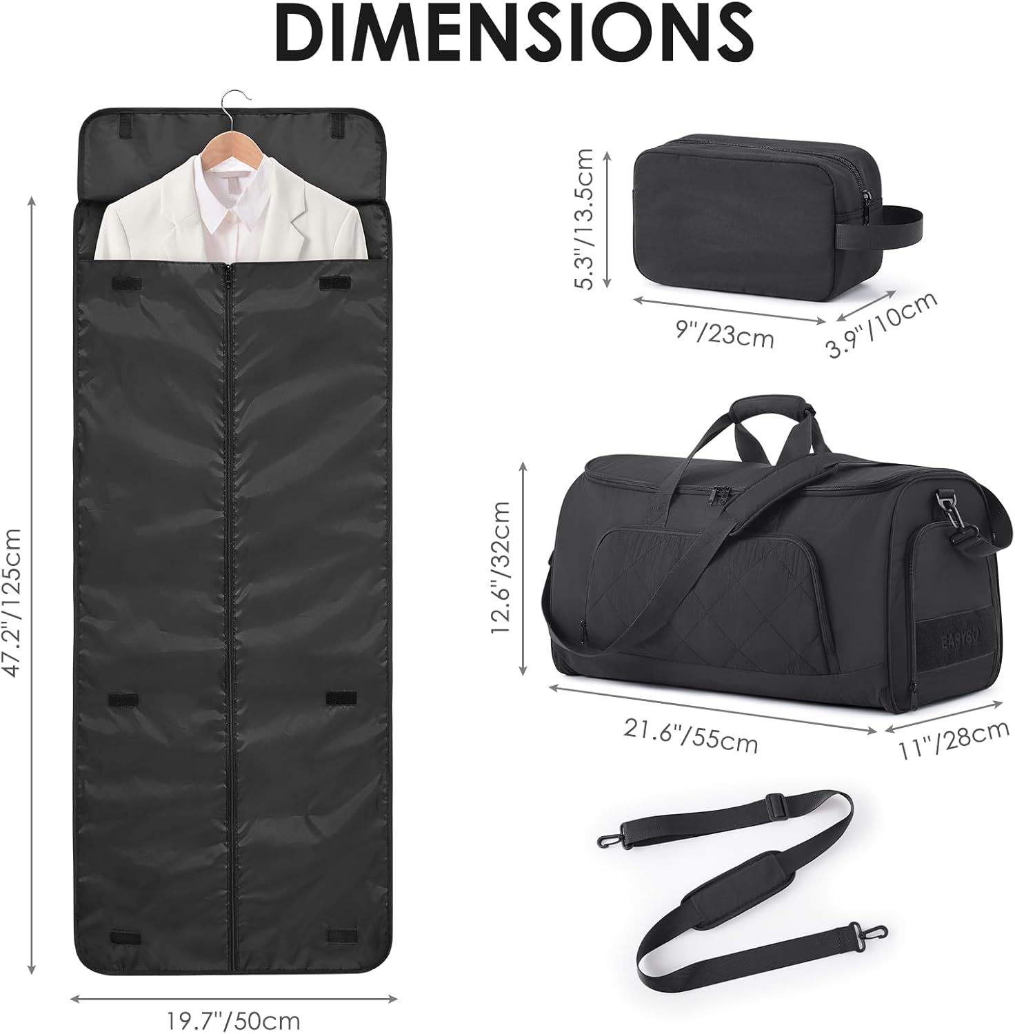 Rolling Garment Bag for Travel,Duffle Garment Bag with Wheels and Shoe Compartment for Men and Women,3 in 1 Suit Dress Bags with Wheels(Black) - Image 2
