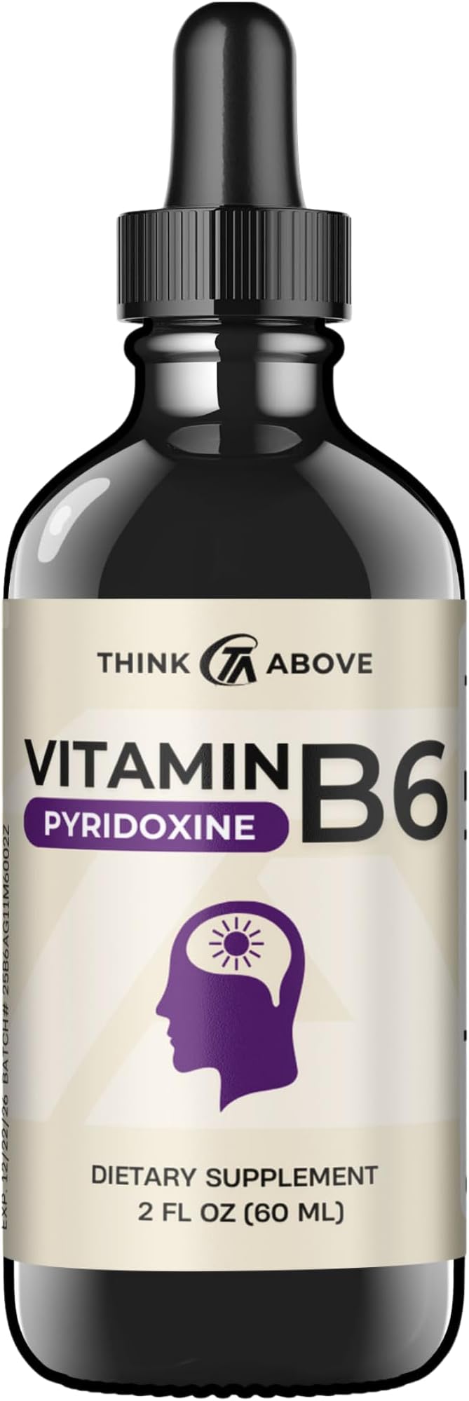Think Above Vitamin B6 Liquid Drops - Pyridoxine hcl - 17 mg 1000% DV - Filler Free - 30 Day Supply - (2 oz) for Adults