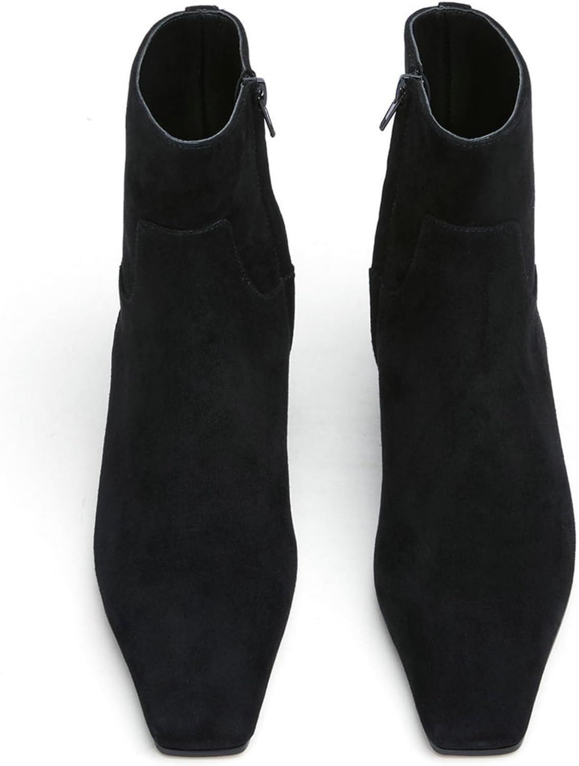 KysBloes Women Square Toe Ankle Boots Low Heel Booties Flats Winter Shoes Comfortable Side Zip Short Boots(Opt One Size Smaller) - Image 4