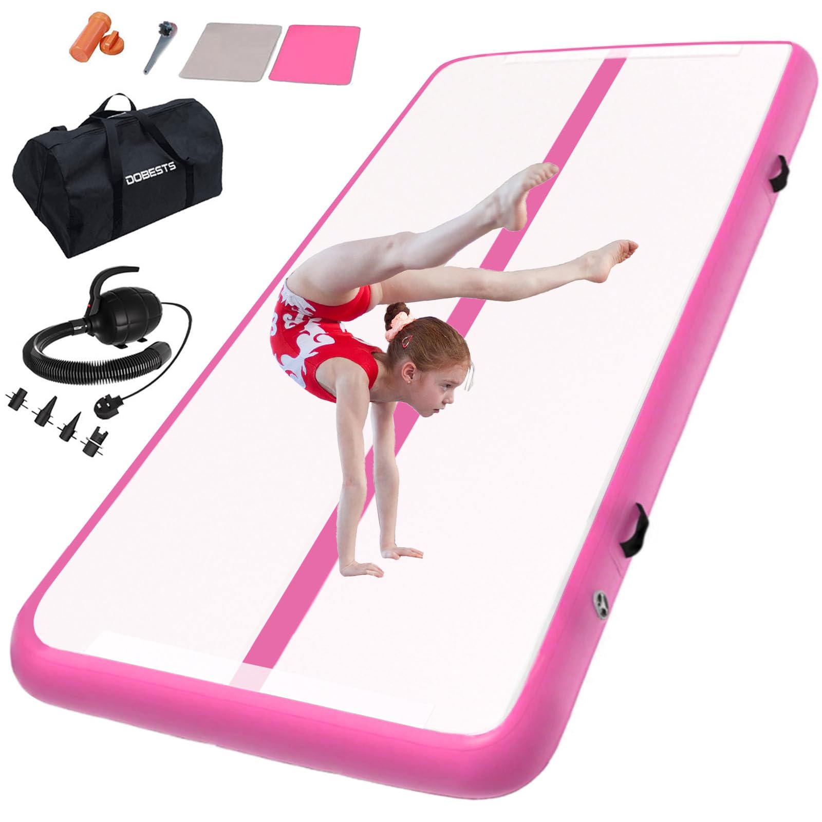 Inflatable Air Tumbling Mat - 6.6/10/13/16/20 ft with 4/8 inch Thickness for Home Gymnastics Training, Yoga, Water, Dance