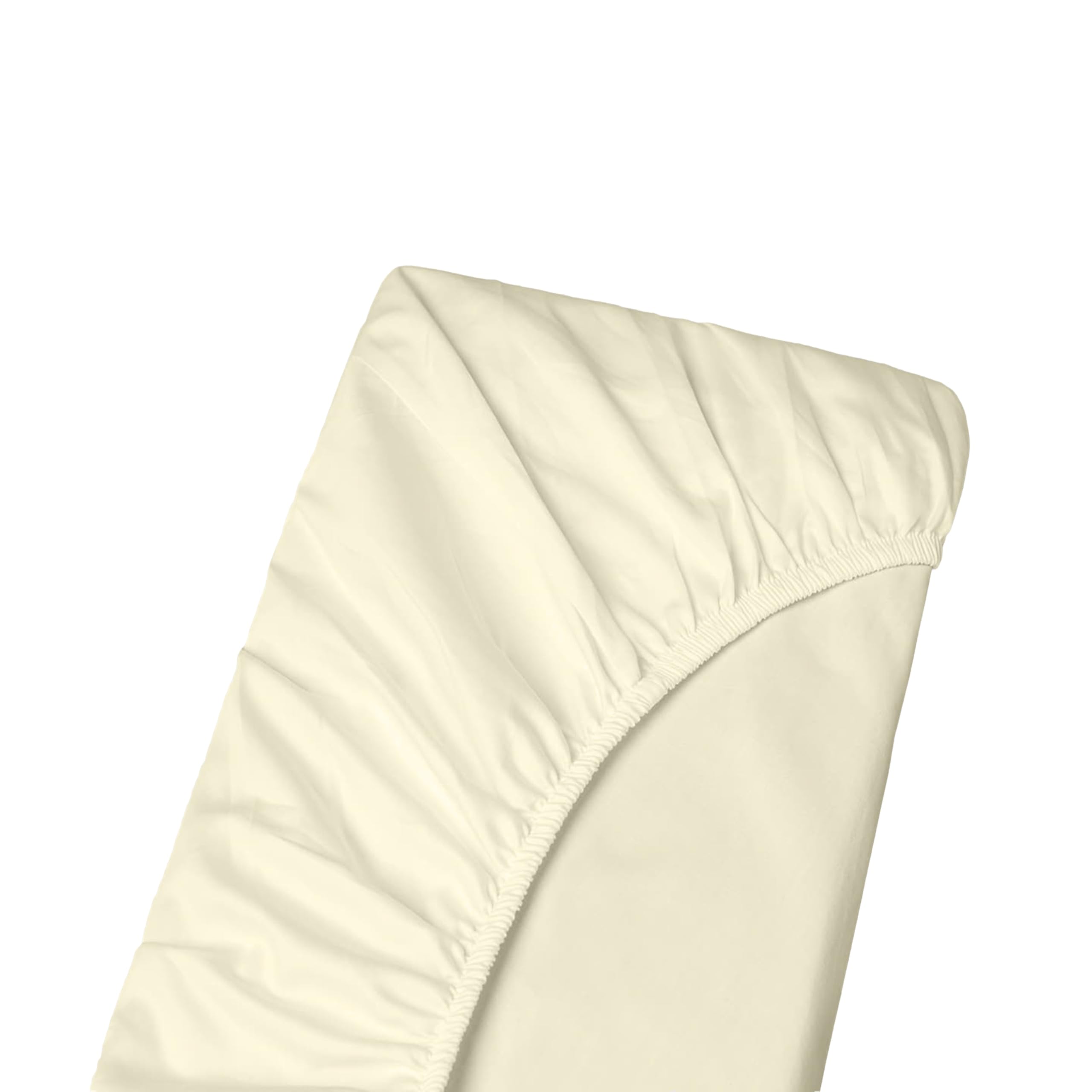 Small Double (Queen) Size Bottom Fitted Sheet - Long Staple 100% Egyptian 1000-Thread-Count, 25cm/10" Deep Pockets, Breathable Sateen Weave Bottom Sheet - Cream Colour