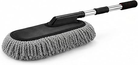 DETACHI Microfiber Car Duster with Extendable Handle, Nylon Treated Cotton Strands,Scratch Free & Lint Free Cleaning Tool for Wet and Dry Dusting,Polishing and Washing for Bike,Car,Truck,Office, Grey