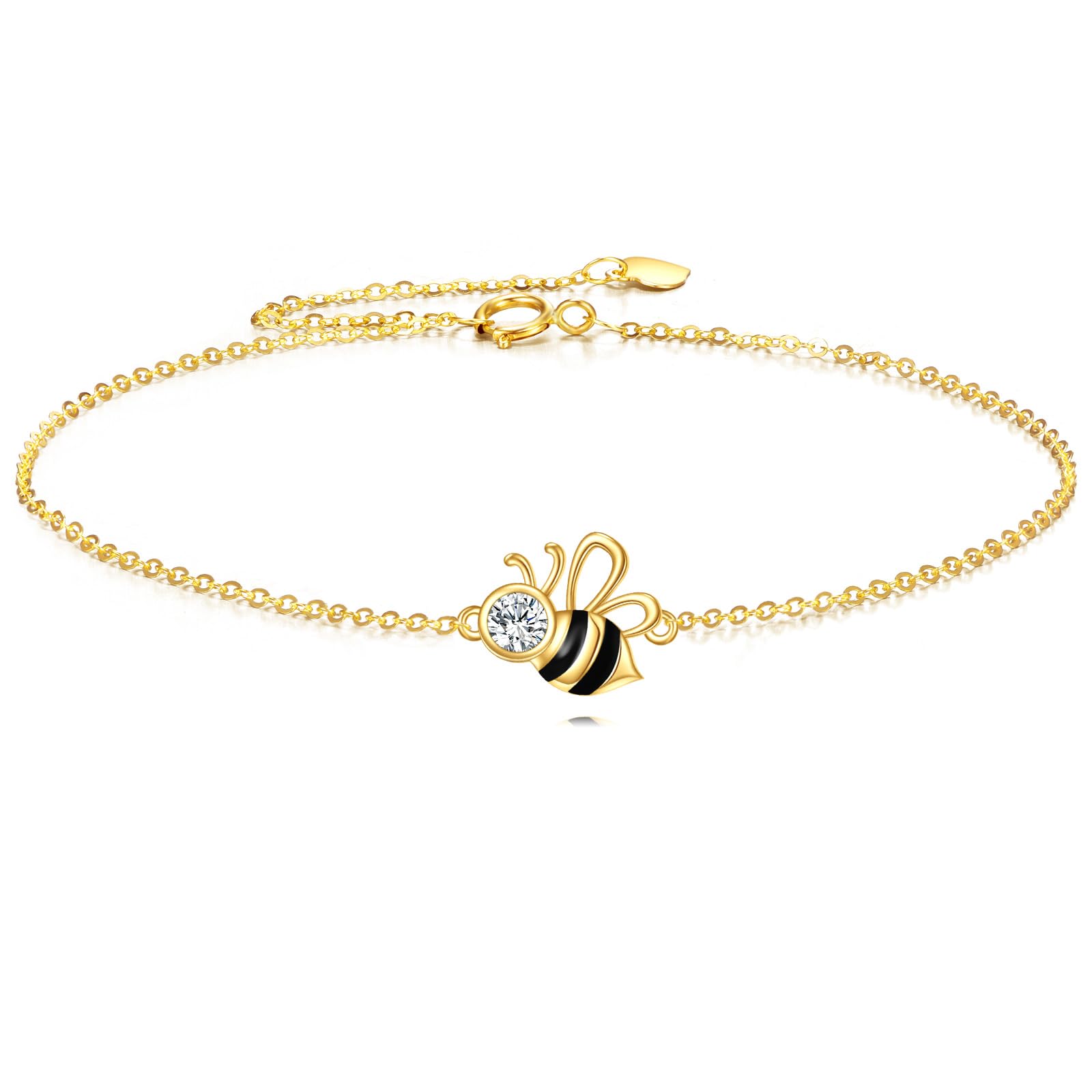DOVRAN 9K/10K/14K Gold Butterfly/Dragonfly/Hummingbird Bracelet for Women Real Yellow Gold Animal Bracelet Jewelry Birthday Gifts for Mom Wife