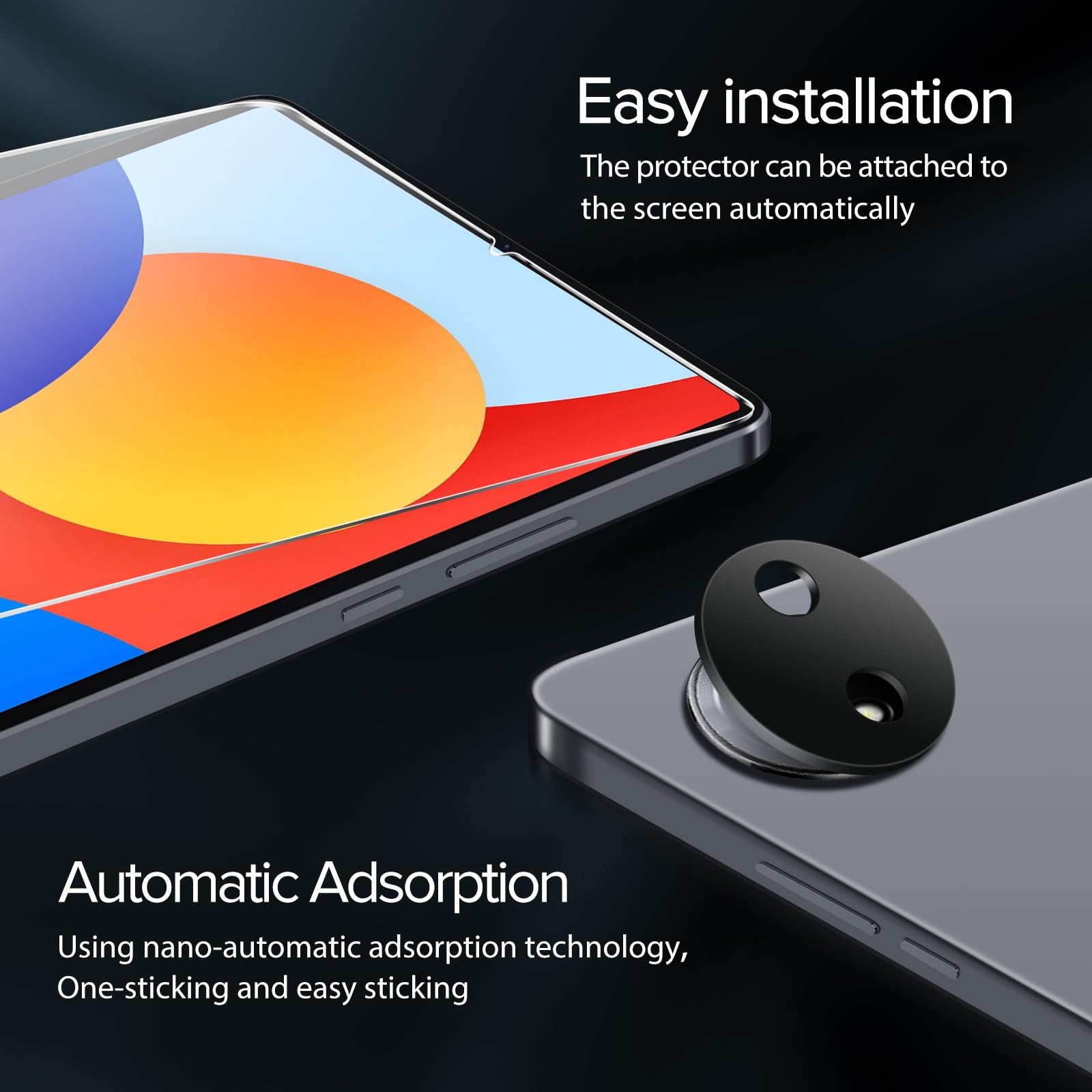 ivoler 2 Pack Screen Protector dla Xiaomi Redmi Pad SE 8,7 cala (WiFi / 4G) (nie dla Redmi Pad SE 11 cali), z 2 Pack Camera Protective Glass, twardość 9H, odporność na zarysowania, antypoślizgowość