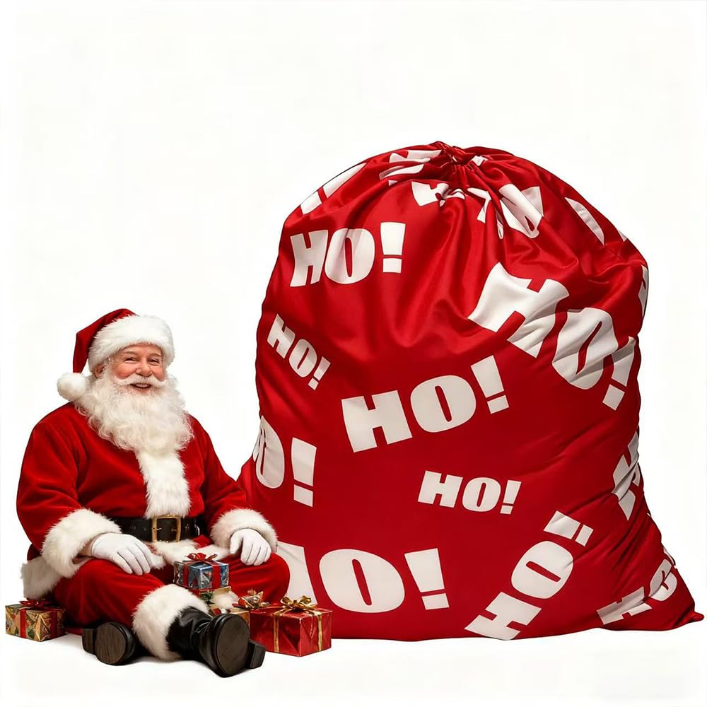 Home-X Bolsa de Papá Noel con diseño impreso HO HO HO