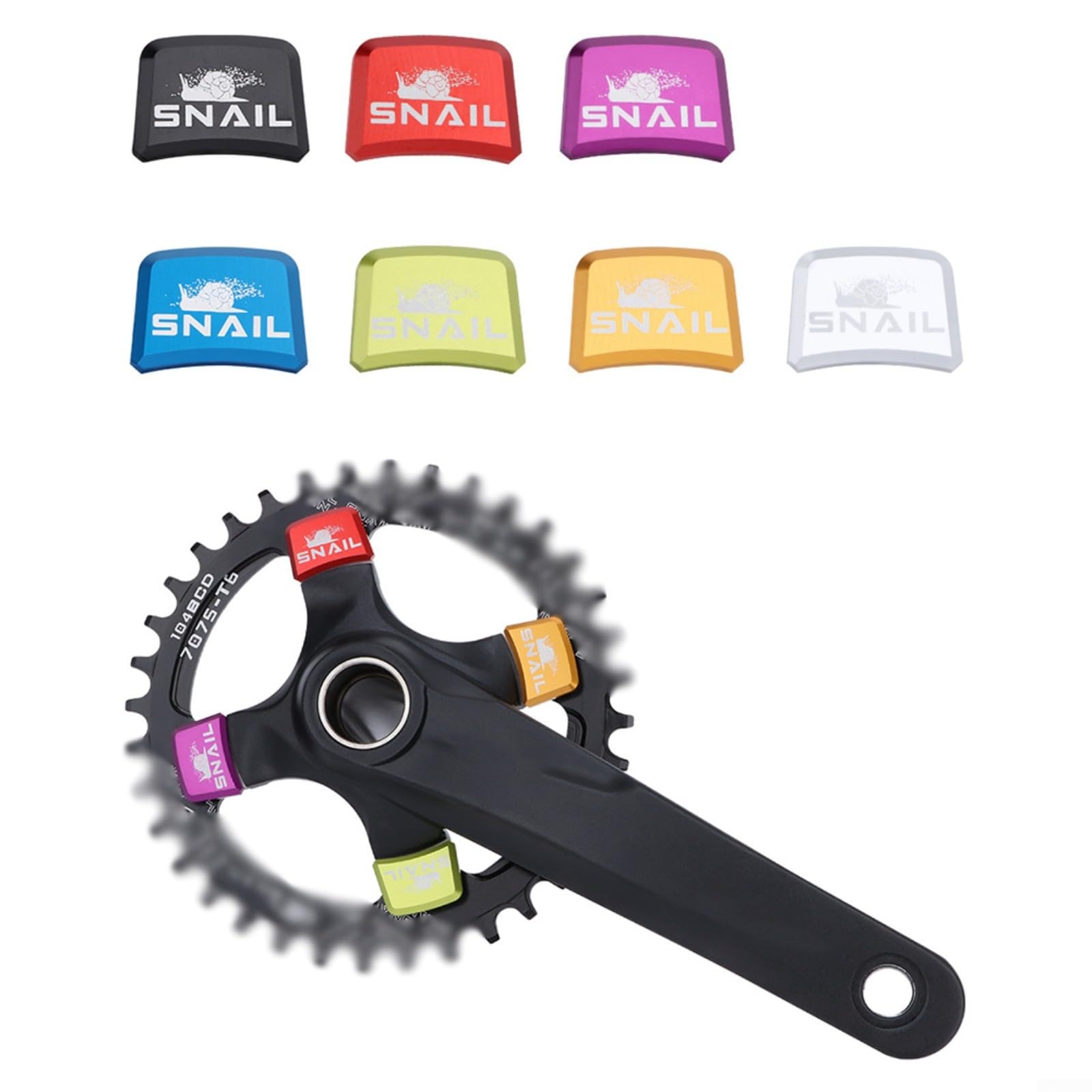 SNAIL 4 bulloni per corona MTB bici da strada viti a velocità singola dado quadrato in alluminio