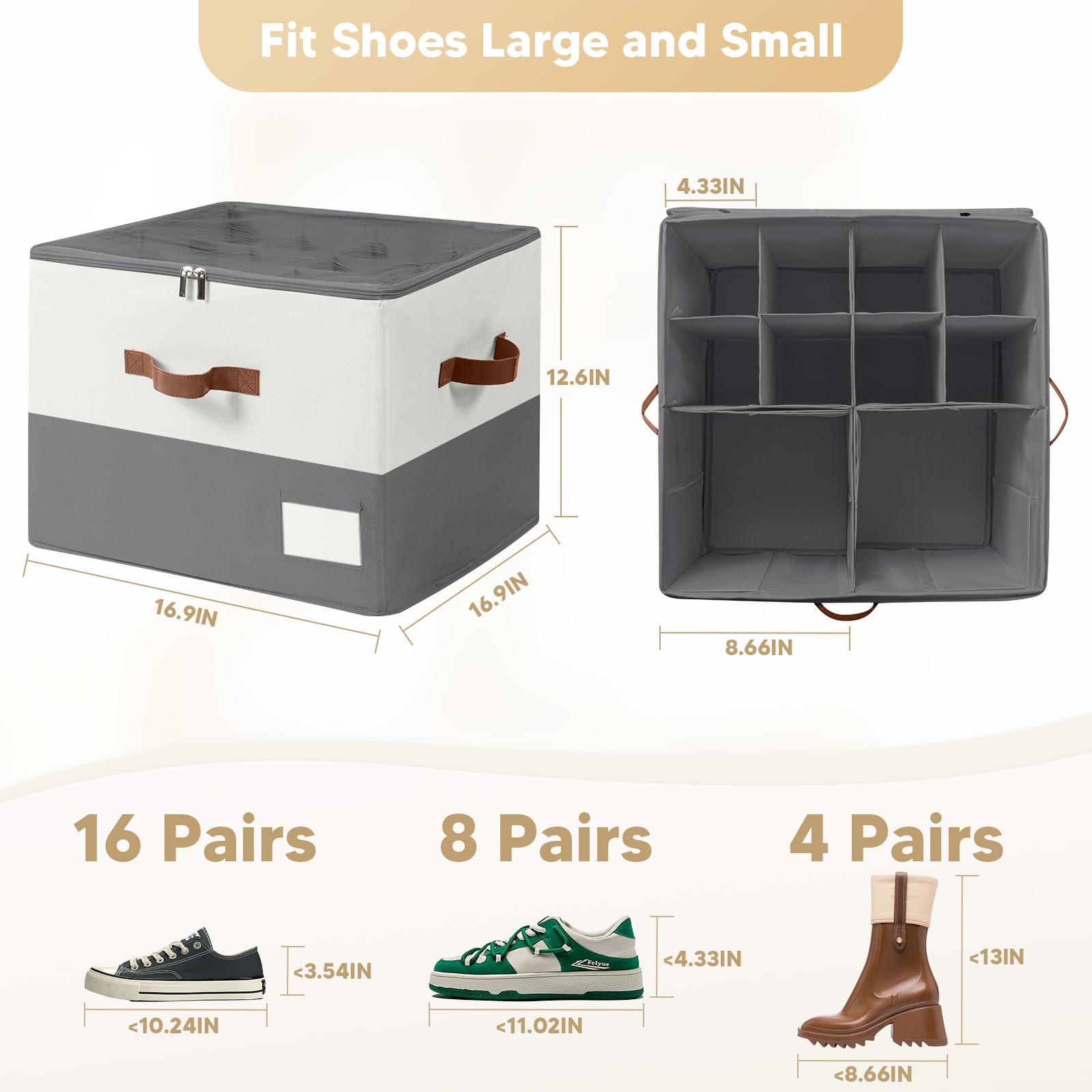 Organizer per scarpe per armadio, può contenere fino a 32 paia, grande contenitore per scarpe con coperchio trasparente, con divisori regolabili per scarpiere, contenitori salvaspazio per scarpe,