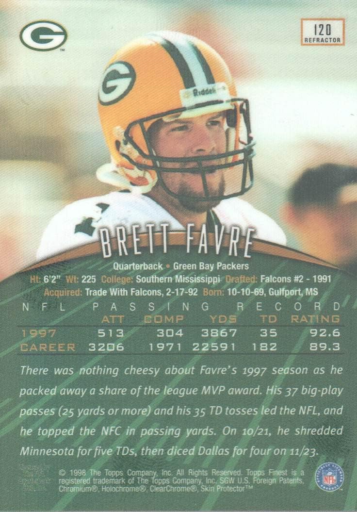 1998 Finest Football Refractor #120 Brett Favre