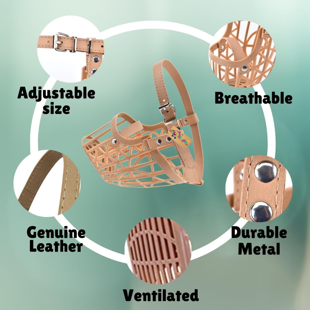 Western Era Adjustable Strap Dog Muzzle - Ensure Pet Safety & Comfort, Prevent Biting Behavior - Perfect for Medium-Sized Dogs, Ideal for Walks, Training & Grooming (Beige Extra Small) 2