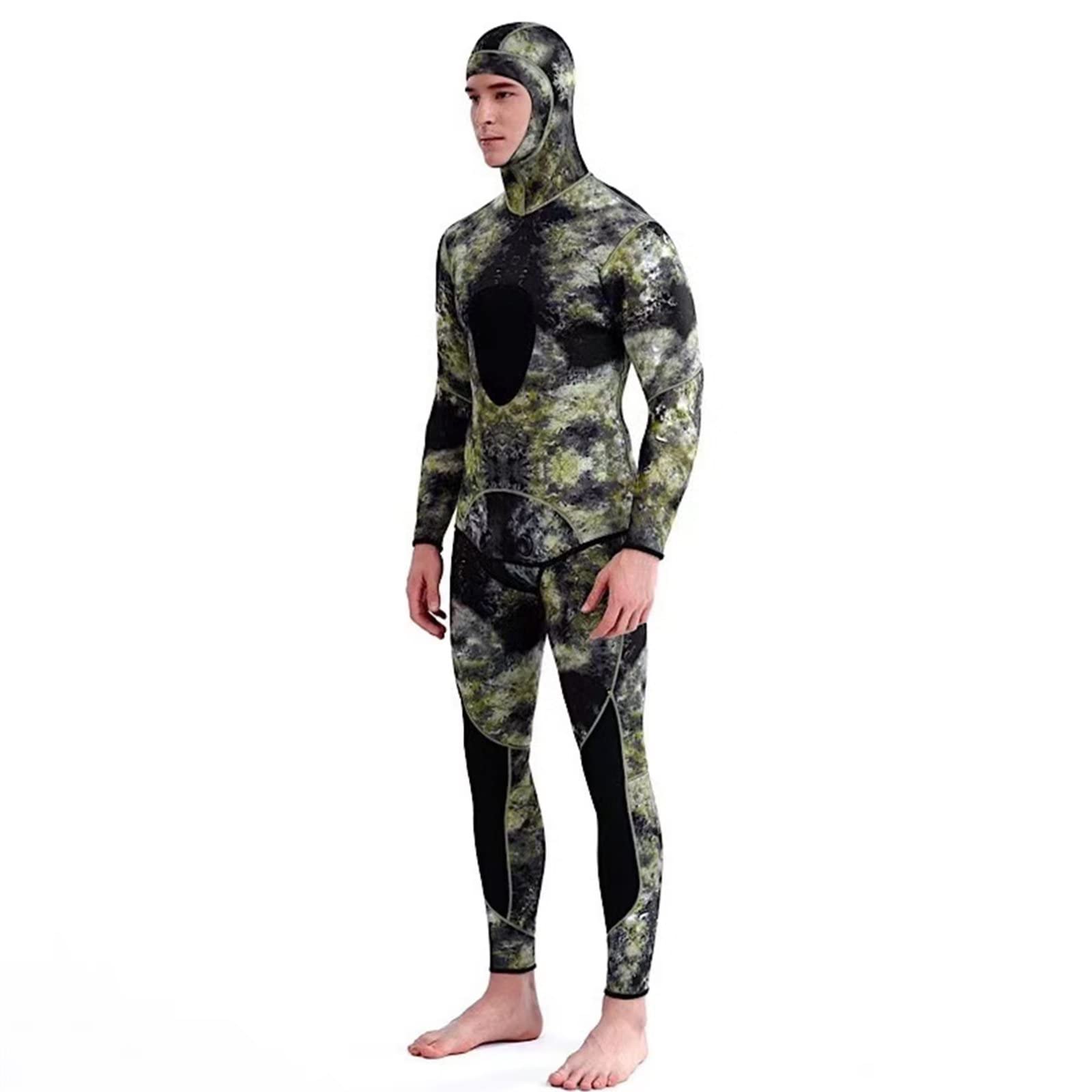 Mens Wetsuit 3mm Neoprene One Piece Full Body Camouflage Scuba Diving Suit for Warm Keeping Surfing Swimming Spearfishing