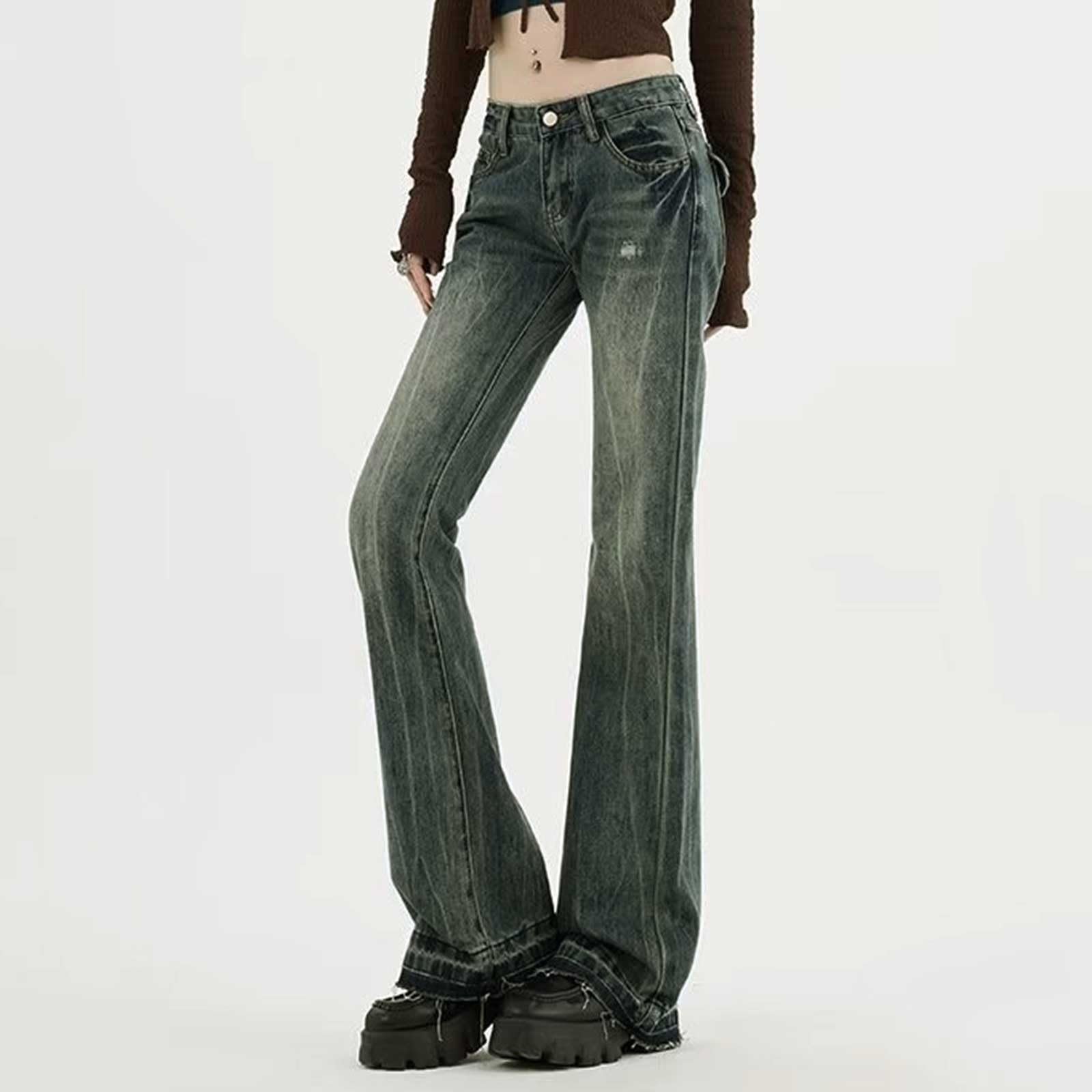 Generico Jeans Flared Donna, Pantalone Denim Bootcut Casual Denim Bootcut Larghi Flare Pants Elasticizzati Vita Alta Jeans Skinny Push Up Jeans Donna con Tasche Pantaloni Yoga Donna Vita Alta