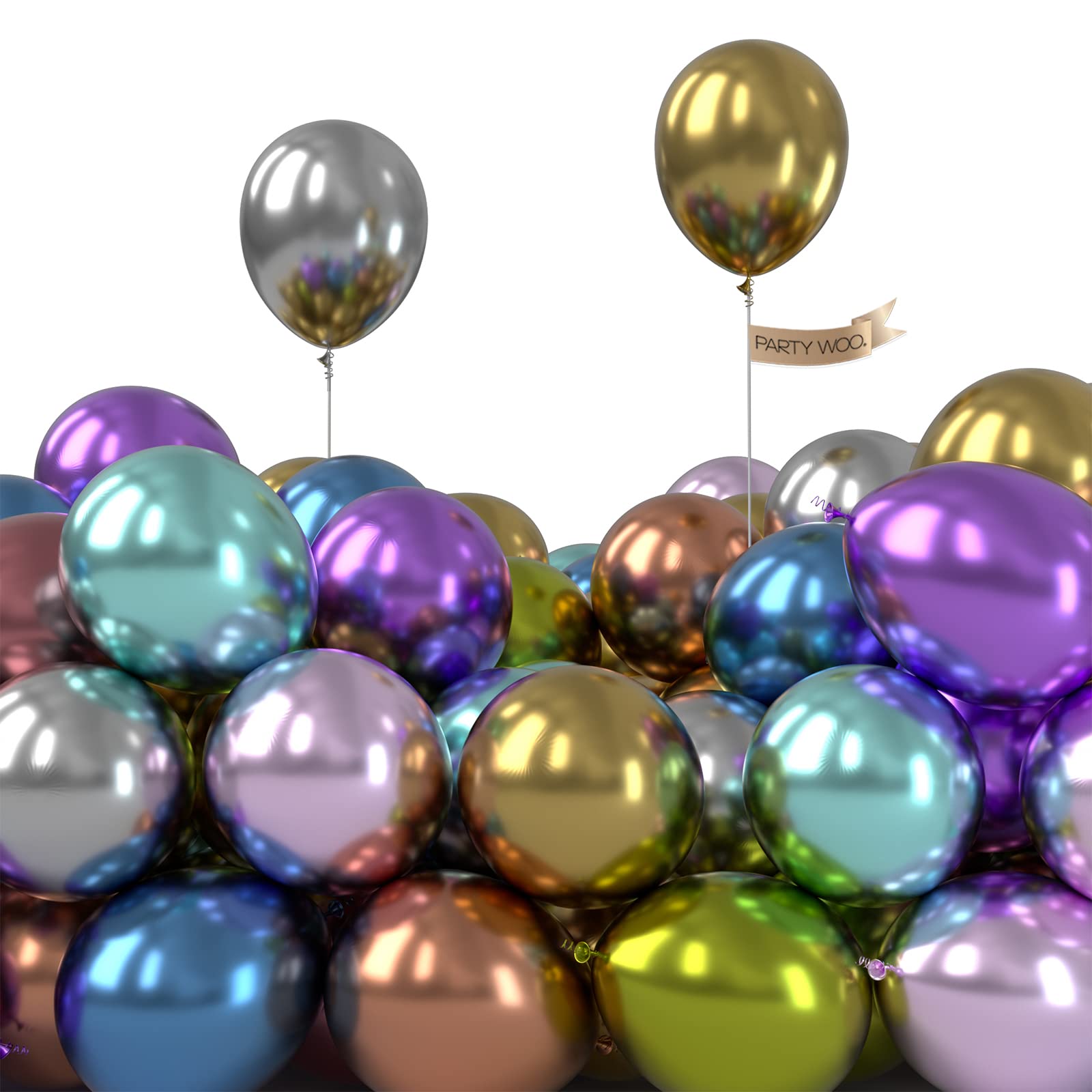PartyWoo Metallic Balloons, 100 pcs Balloons Assorted Colors, 5 inch Party Balloons, Latex Balloons, Helium Balloons, Birthday Balloons, Party Balloons, Wedding Decorations, Birthday Decorations