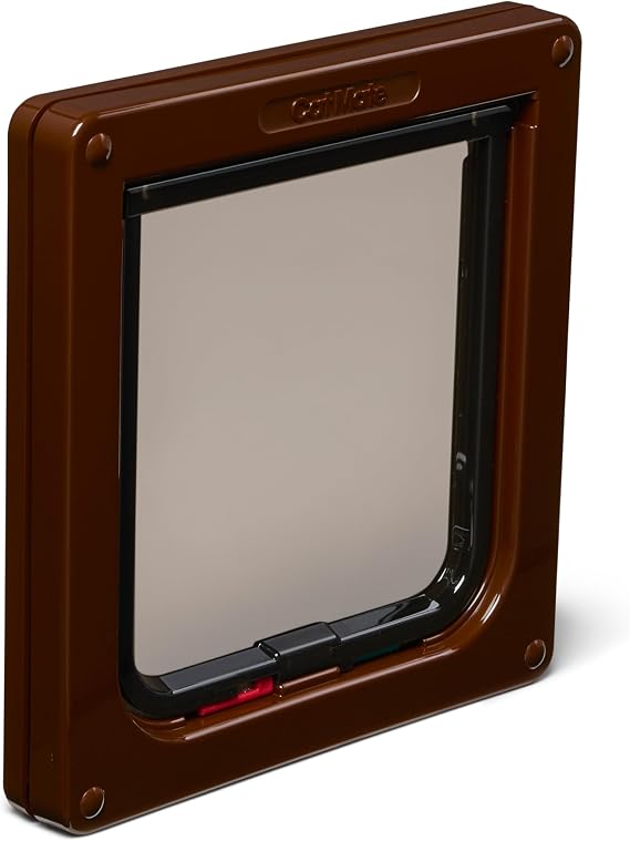 Cat Mate 4-Way-Locking Cat Flap (309) - Secure Lockable Door for Small to Medium Sized Cats, Easy to Install and Use, for Screen, UPVC and Wood, Brown