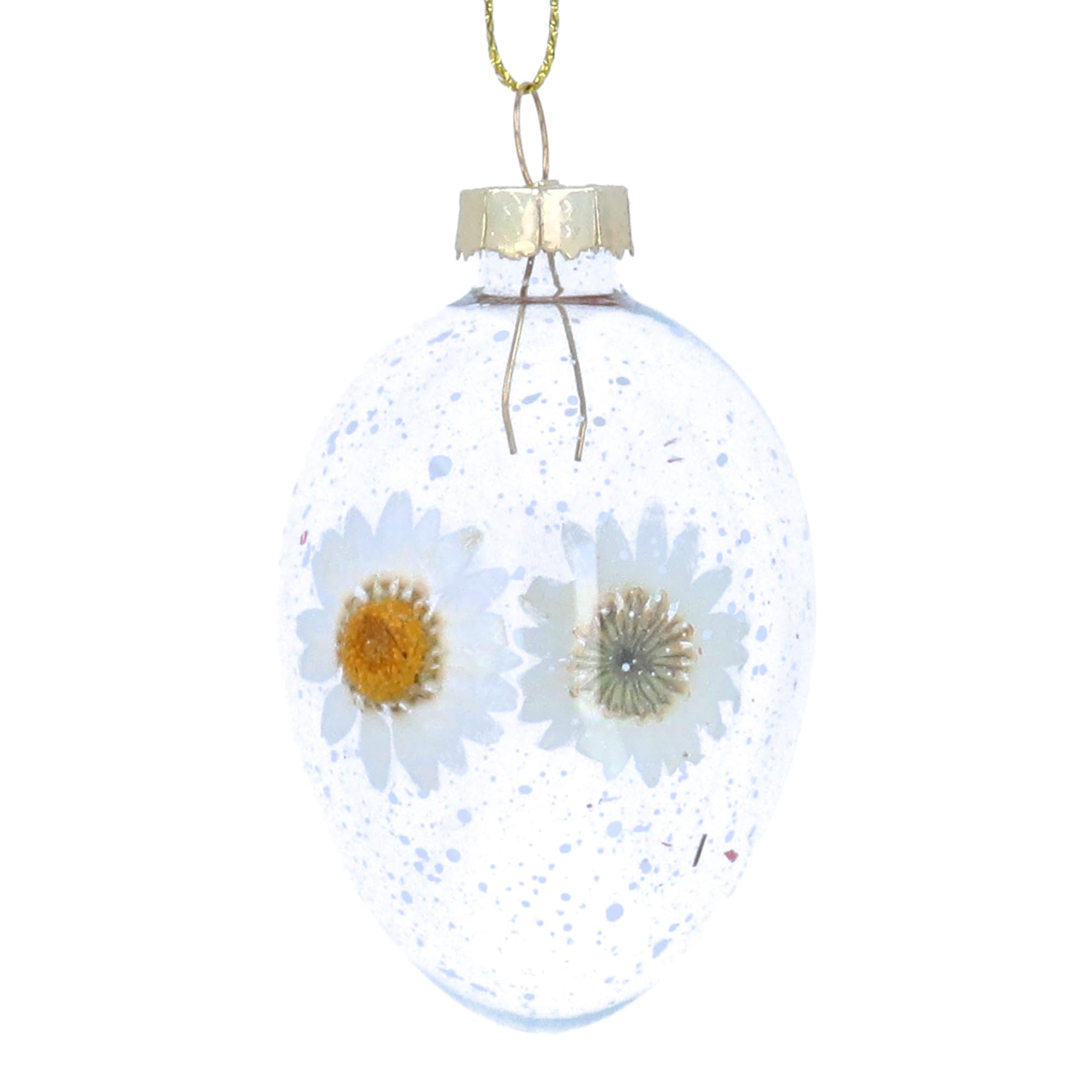 Gisela Graham Multicolor Daisy Glass Easter Egg Ornament, Daisy Design, Clear