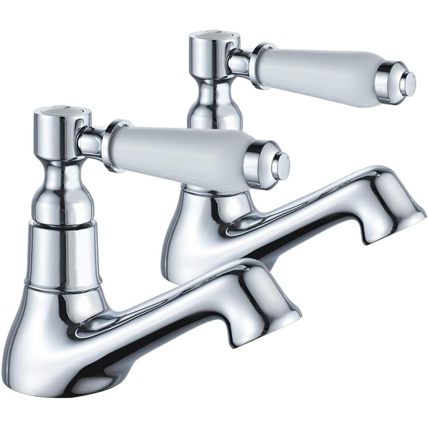 Paire de robinets piliers de lavabo traditionnels victoriens en laiton et céramique G1/2