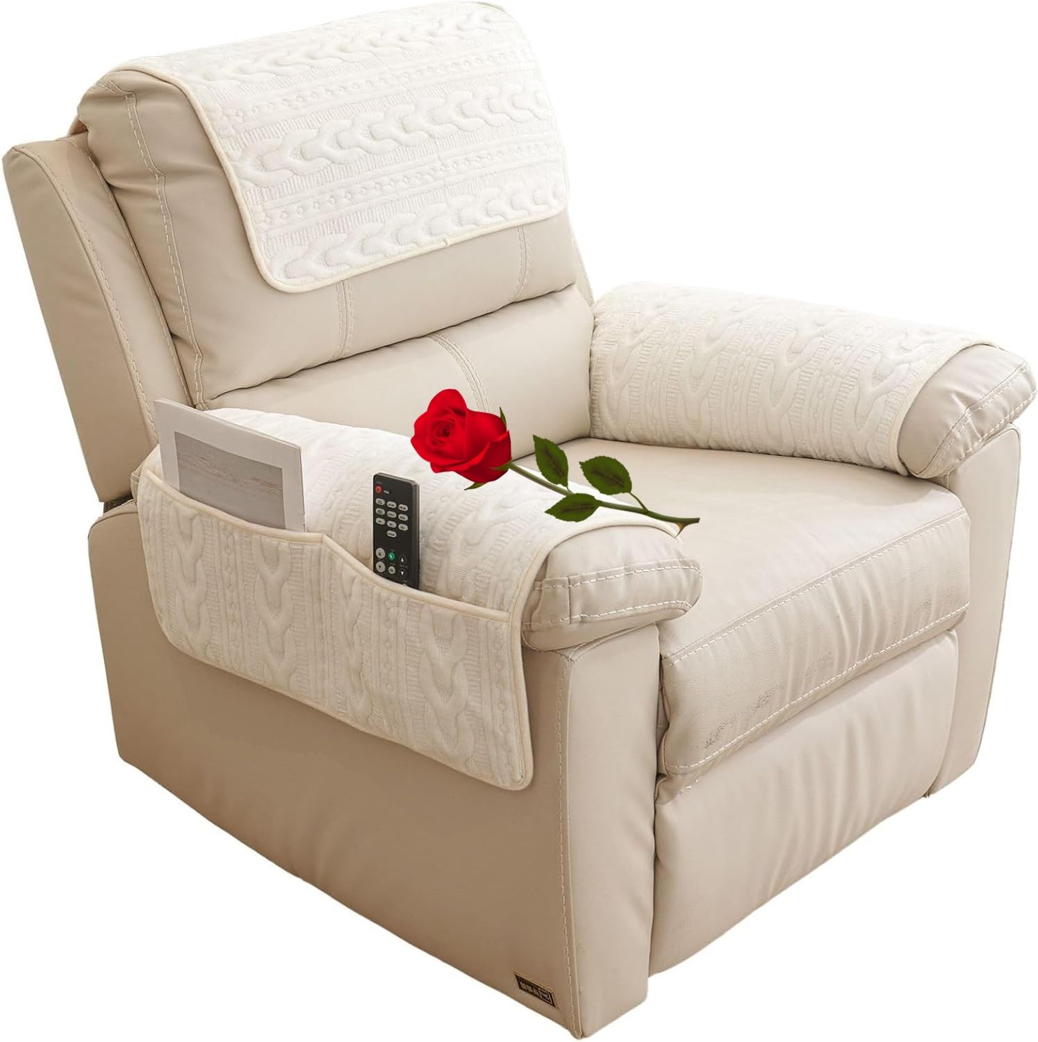 Housse d'accoudoir pour fauteuil relax contre les griffes de chat et chien 3 places