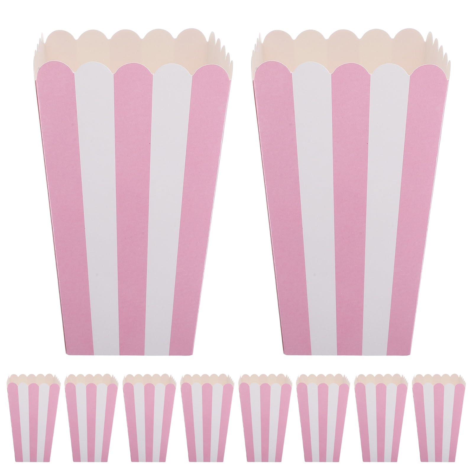 100 Secchielli per Popcorn in Carta a Righe Rosa Contenitori Resistenti All’Olio per Snack Feste di Compleanno Cinema e Carnevale Scatole per Dolci e Bomboniere Pratiche e