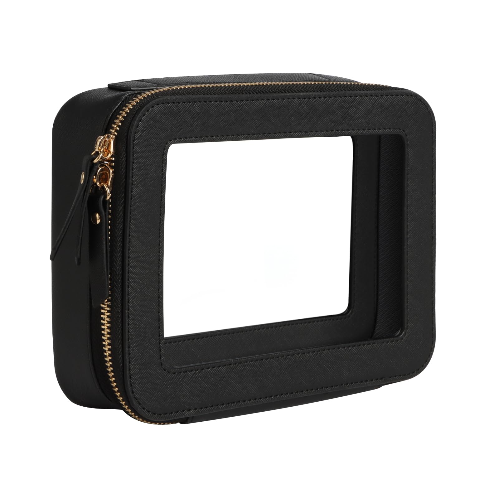 Clear Makeup Bag, Black Car Toiletry Bag Makeup Case Travel Accessories Clear Cosmetic Bags for Women Car Accessories (Black, Medium)