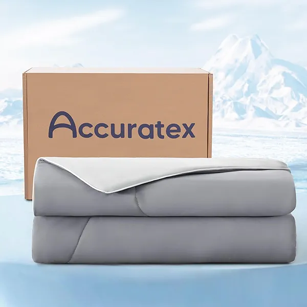 ACCURATEX Cooling Comforter King/Cal King Size, Q-max>0.45 Arc-Chill Cooling Blanket for Hot Sleepers, Lightweight Cool Blankets for Night Sweats, Silky Breathable Summer Cool Comforter,Grey