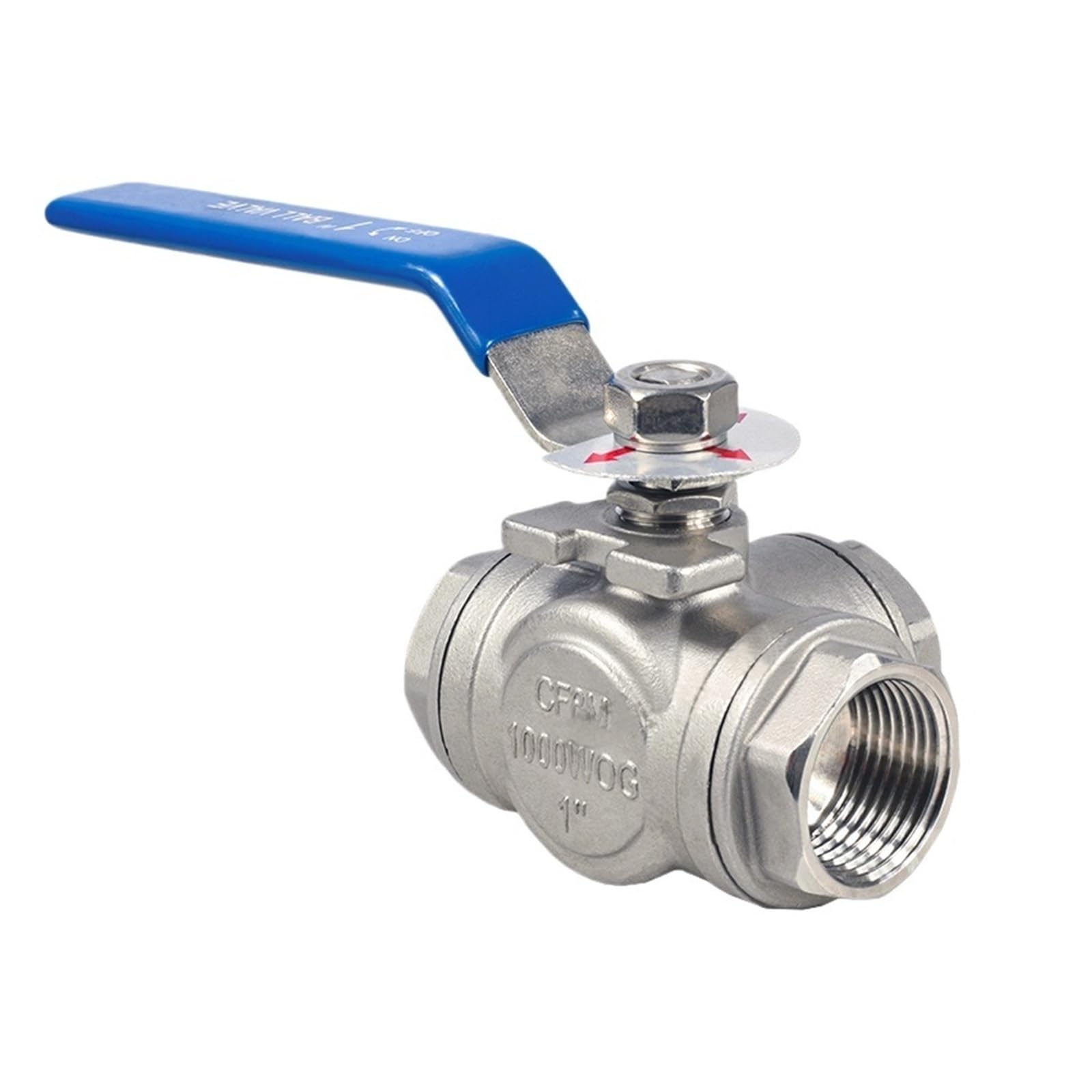 Vanne à bille en acier inoxydable 3 voies 1-1/2 pouce L pour réseau durable