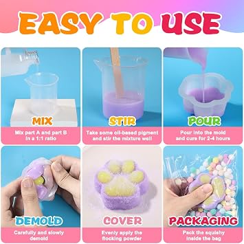 JOICEE Squishy Kit, Squishy Maker Kit with Mold Flock Powder Stress Relief Entertainment