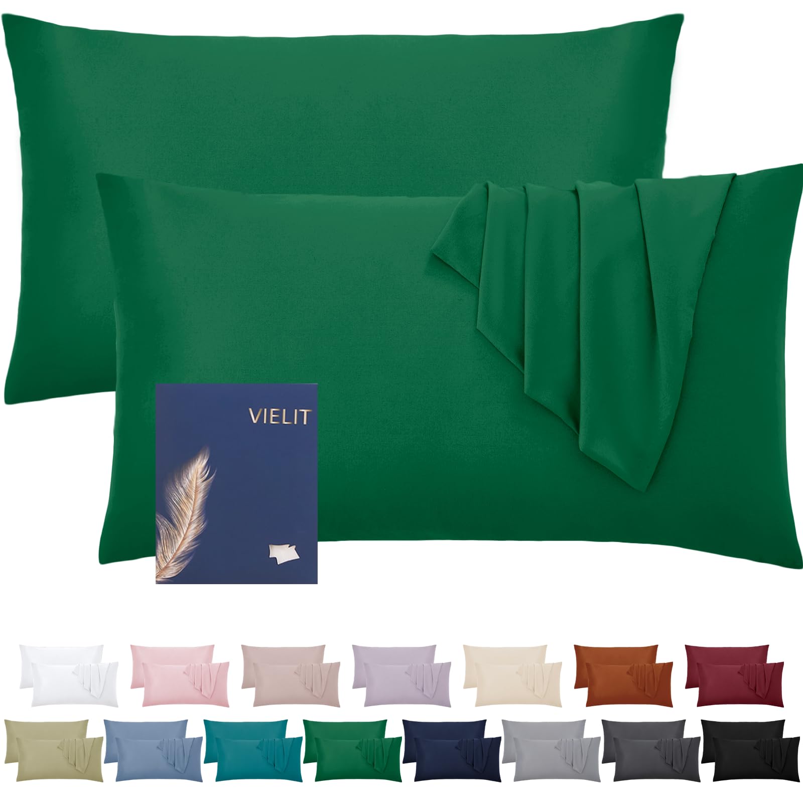 Vielit Cushion Cover, 50 x 70 cm, Green, Soft Pillowcase, 50 x 70 cm, Set of 2, Microfibre Decorative Cushion Cover for Pillows, 50 x 70 cm, Eco Certificate, Resistant, Hypoallergenic โ image 1